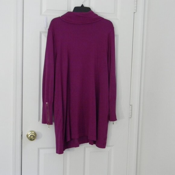 Women’s Alfani 3X Purple Long Sleeve Sweater Cowl Turtleneck Tunic Zippers - Picture 2 of 6